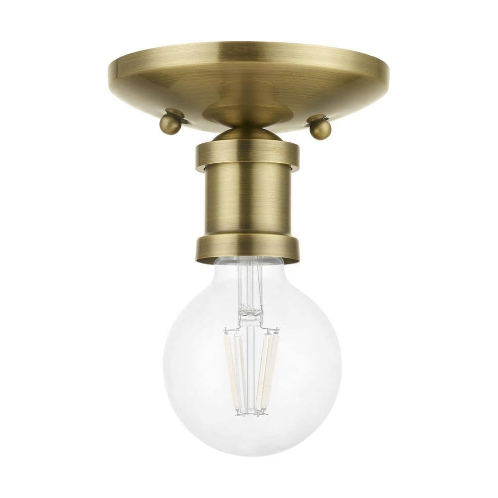 Livex Lighting Lansdale 1 - Light Flush Mount in  Antique Brass