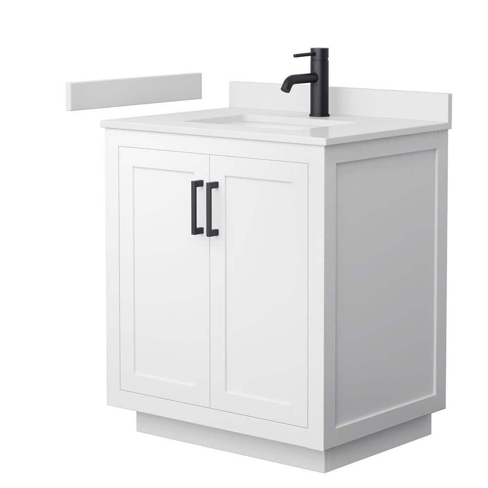 Wyndham Collection Miranda 30" Freestanding Single Bathroom Vanity with Cultured Marble Top