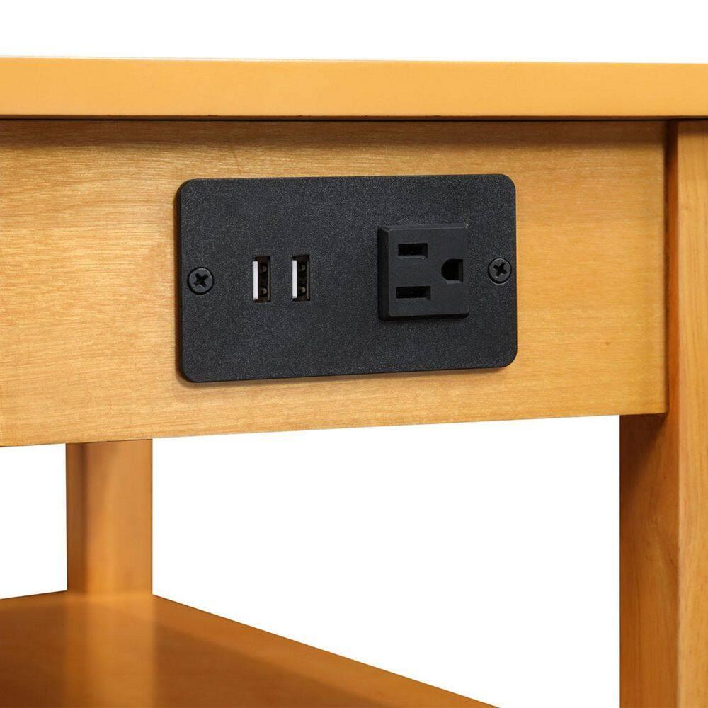 Convenience Concepts American Heritage End Table/Charging Station, Natural