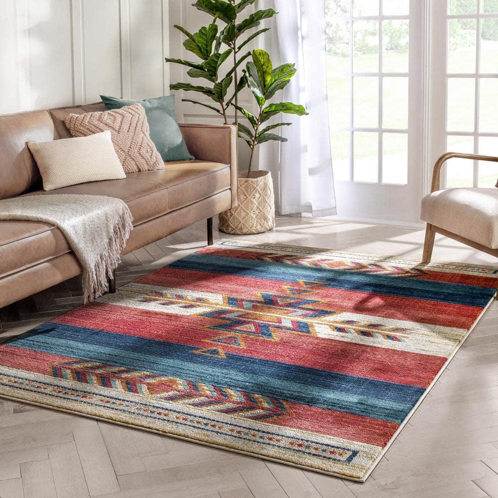 Union Rustic Crimson Southwestern Medallion Tribal Pattern Area Rug