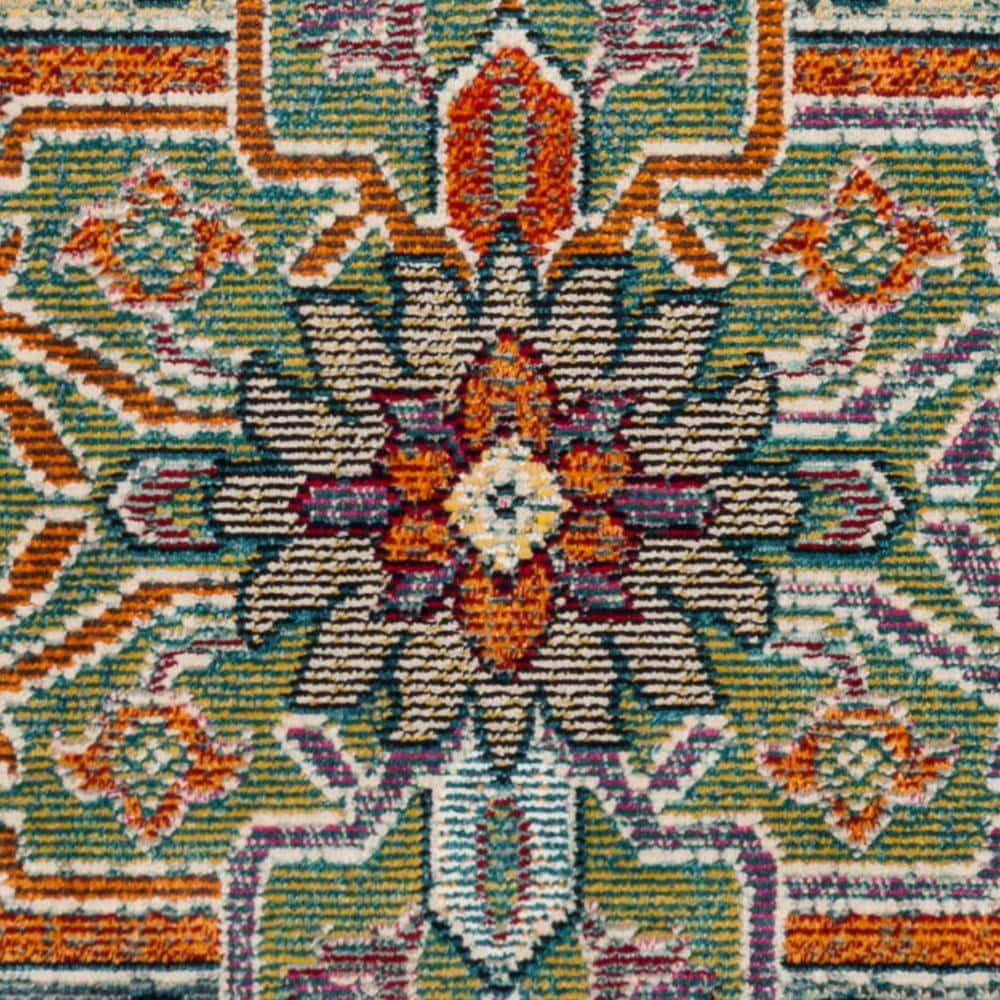 Crystal CRS501 Loomed Indoor Area Rug - Teal/Rose - 5'x5' - Safavieh