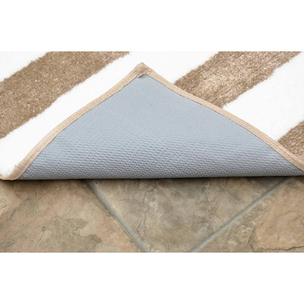 Garland Rug Beach Stripe Washable Bath Rug Set, 2 Piece Set (17"x24" Bath Rug, & 21"x34" Bath Rug) Tan/White