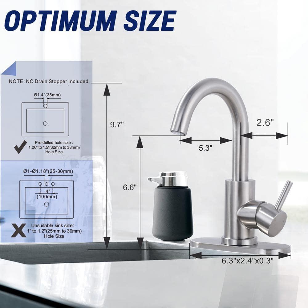 AVITAS TS14D05 Single Handle Stainless Steel Bar Kitchen Faucet With Swivel Spout And Deckplate