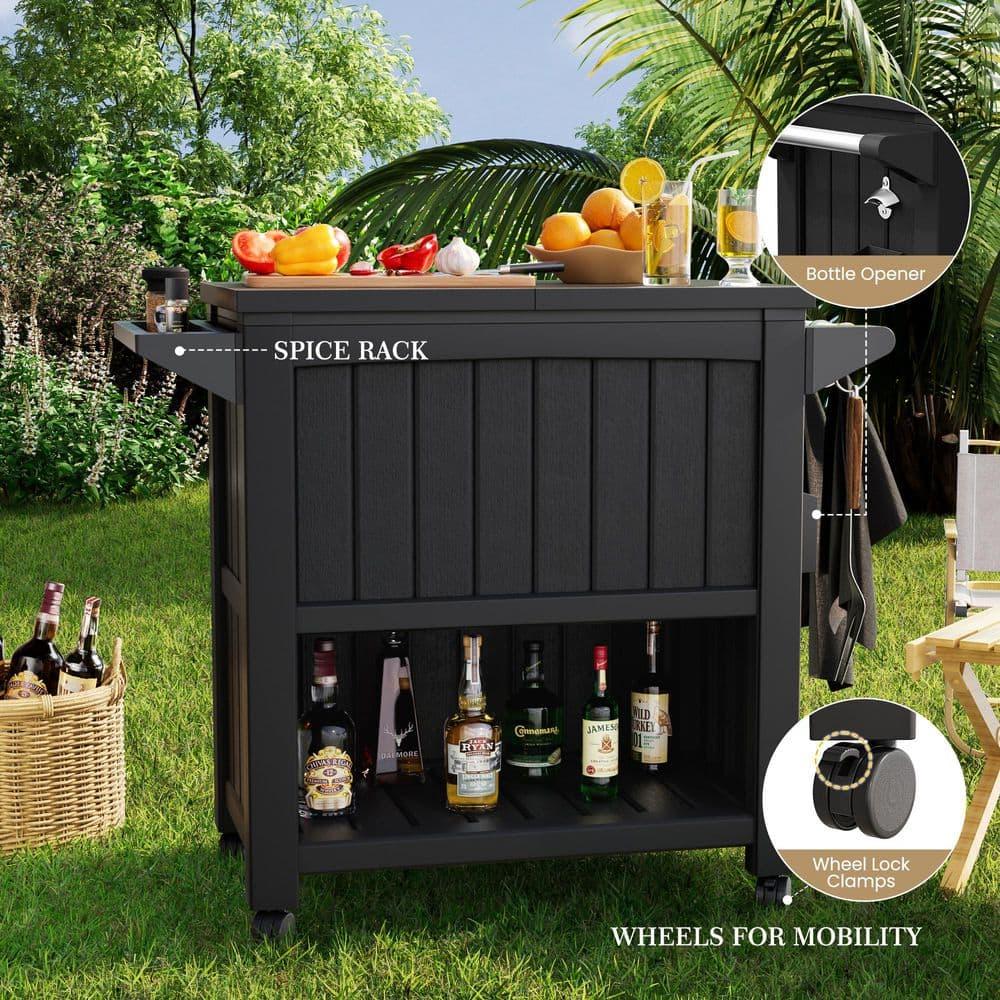 YITAHOME 85 Quart Rolling Cooler Cart with Bottle Opener Drainage, Portable Cooler on Wheels, Outdoor Beverage Cart Ice Chest for Patio Pool Deck Party BBQ Cookouts (Taupe)