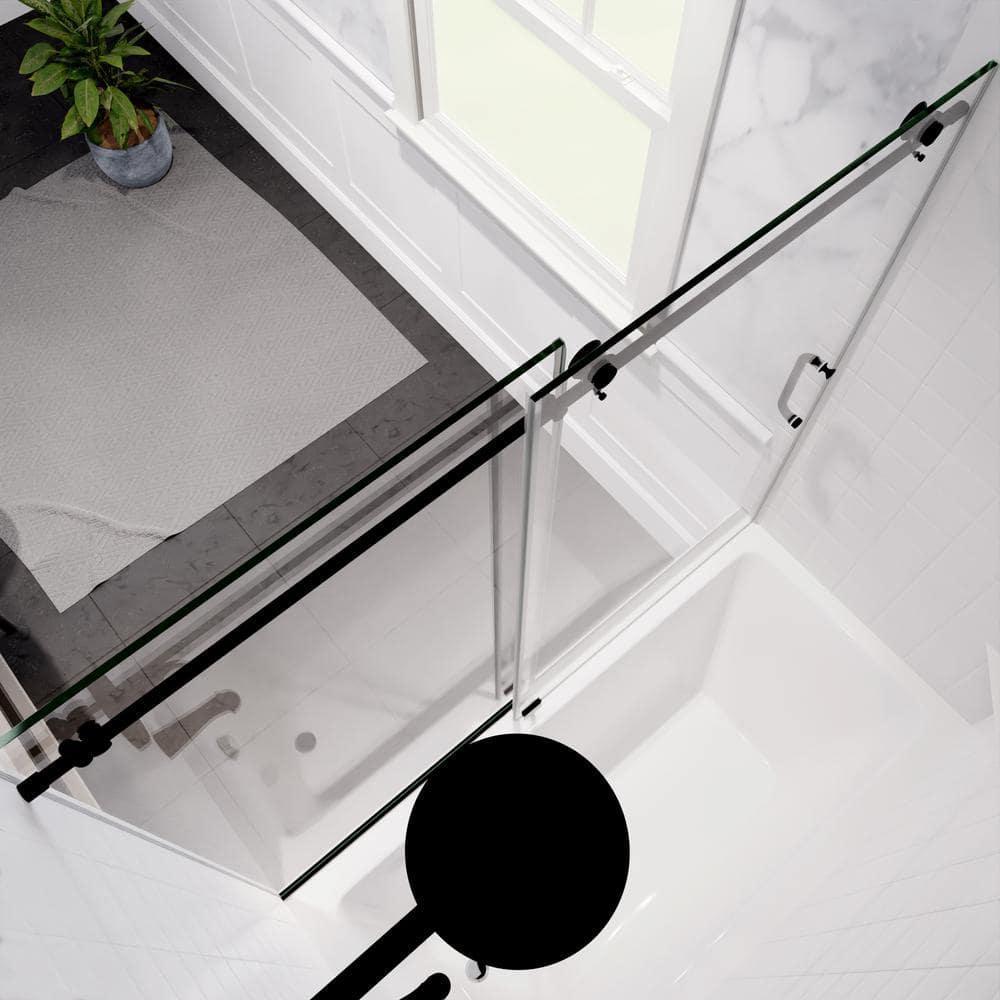 Raymore 59 - 60" W x 62" H Single Sliding Frameless Tub Door with Tsunami Guard