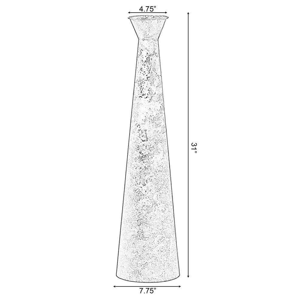 Brushed Paint Unique Straight Design Metal Decorative Floor Vase Flower Holder for Entryway, Living Room, or Dining