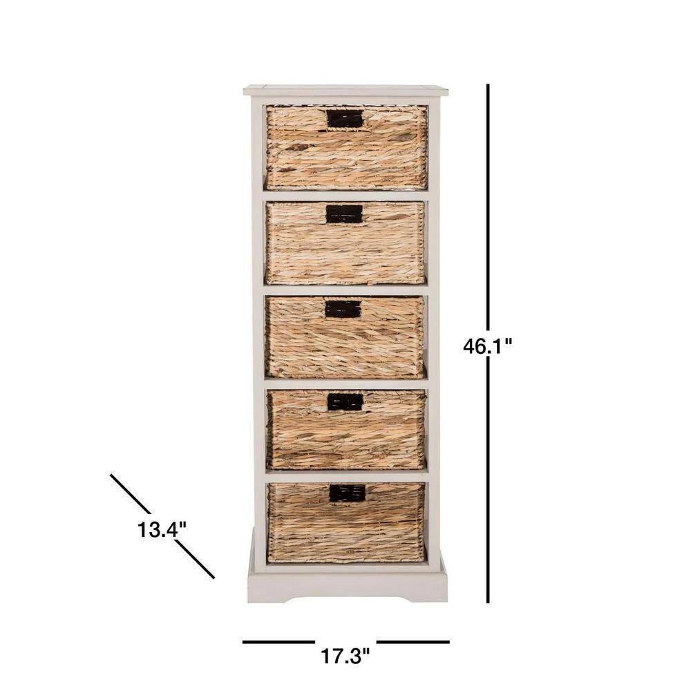 Vedette 5 Wicker Basket Storage Tower - AMH5739 - Vintage Grey - Safavieh Couture