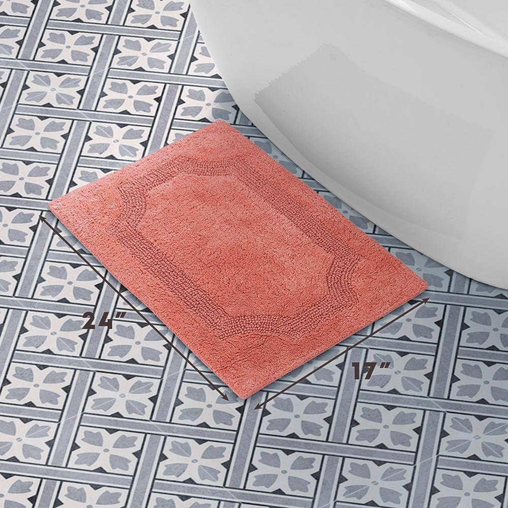 Laura Ashley Reversible Cotton 17 x 24 in. Bath Mat, Coral