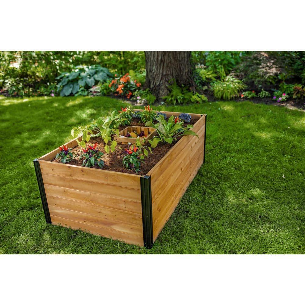 Vita Mezza 3' L x 5' W Cedar Keyhole Composting Garden, Golden Brown, VT17702
