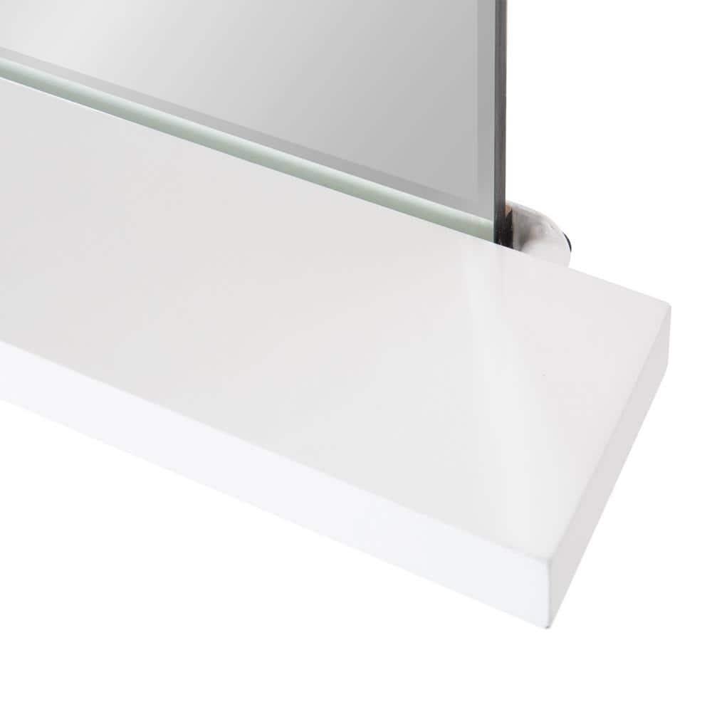 22" x 30" Fosset Frameless Mirror with Shelf White - Kate & Laurel All Things Decor: Chic Bathroom Vanity, Wall Mount