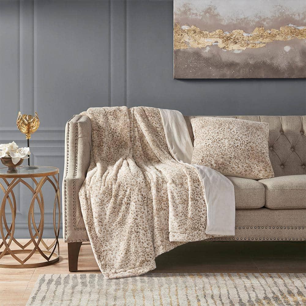 Madison Park Faux Fur Striped Throw Pillow