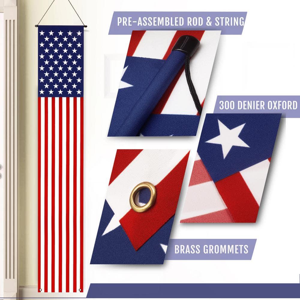 Anley American Flag Pull-Down Door Banners Porch Signs (2 Pieces) USA Flag Hanging Wall Banner - 12 in x 72 in