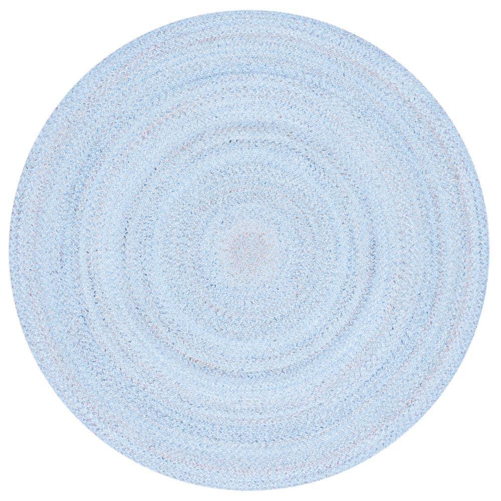 Braided BRD804 Hand Woven Area Rug - Light Blue/Red - 3' round - Safavieh.