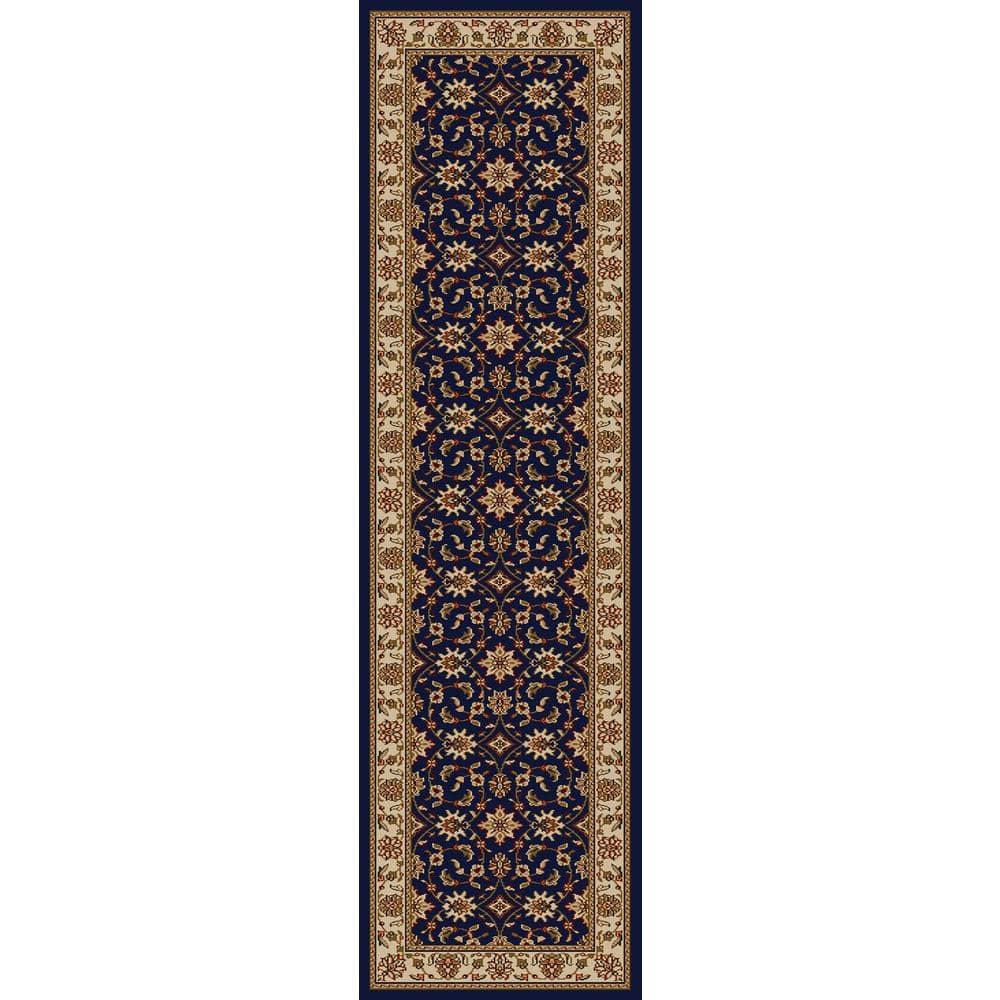 Radici Usa Como Area Rug 1592 Navy Blue Italian Bordered 2' 2" x 7' 7" Rectangle
