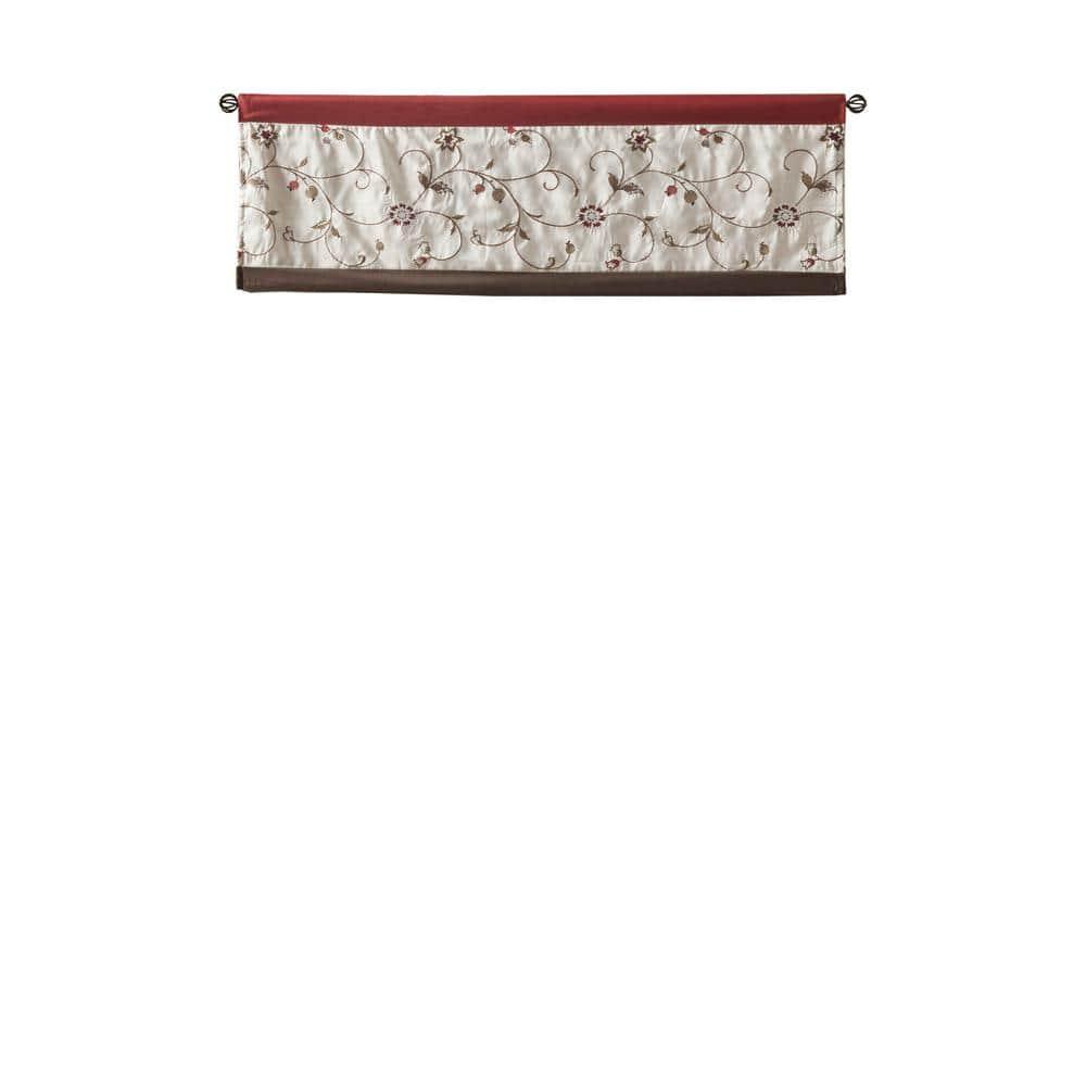 Madison Park Serene Floral Embroidered 50'' W Single Window Valance
