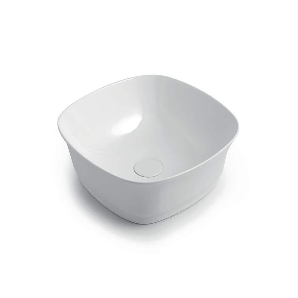 WS Bath Collections Mood 16.9'' Glossy White Ceramic Square Bathroom Sink