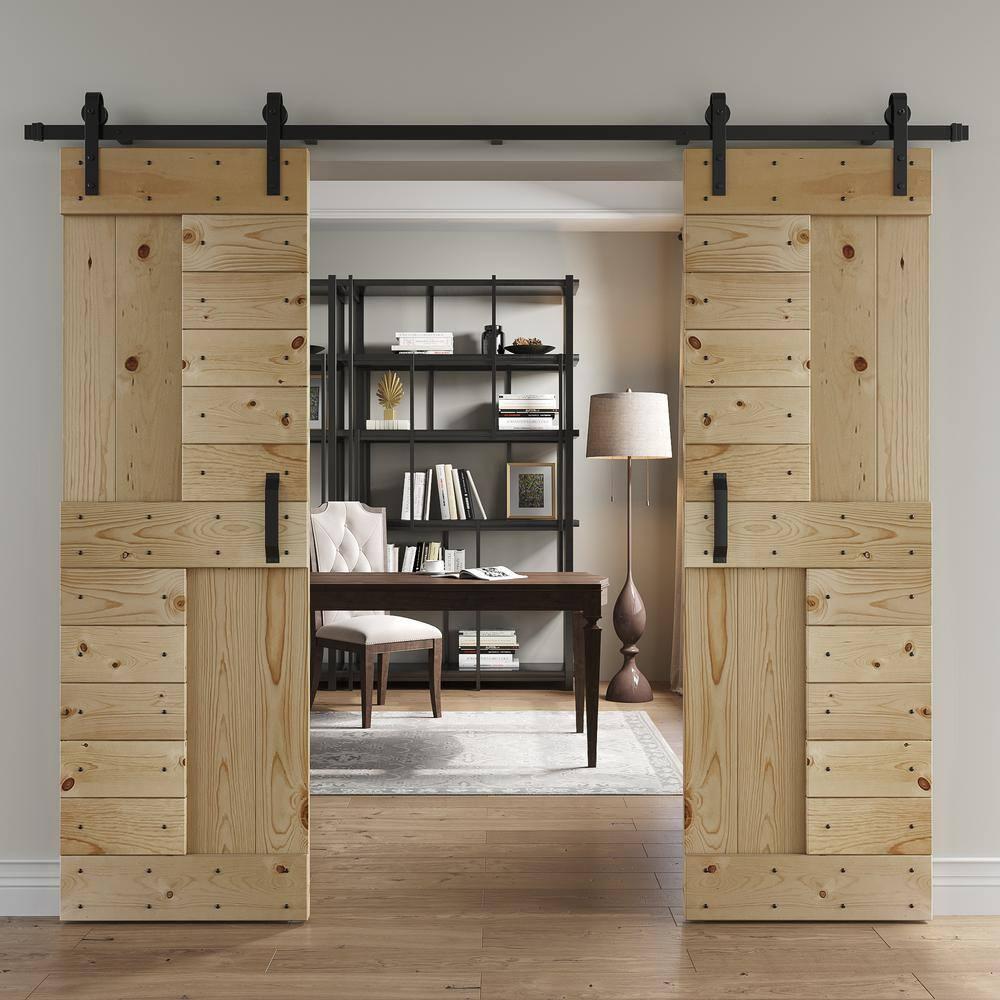 Coast Sequoia 84'' Solid Wood Paneled with Installation Hardware Kit Barn Door