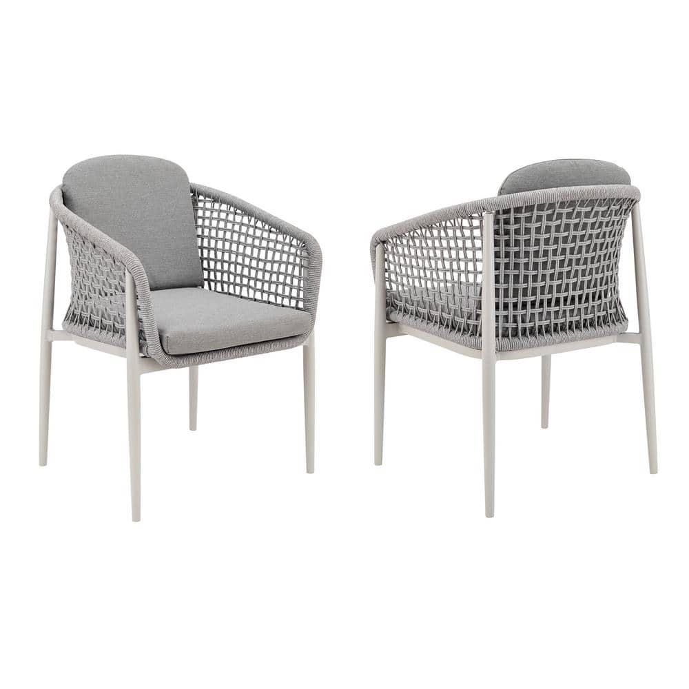 Rhodes Outdoor Patio Dining Chair in Aluminum Set of 2