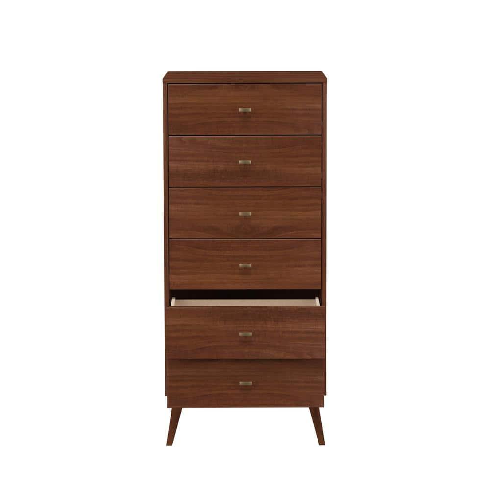 Tall Milo Mid Century Modern 6 Drawer Chest Cherry - Prepac: Space-Saving, Retro-Chic, Condo-Friendly