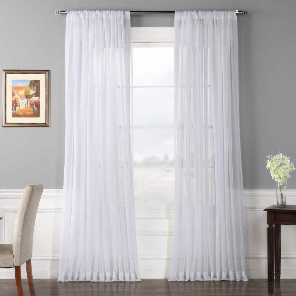 HPD Half Price Drapes SHCH-VOL1-96-SLDW Extra Wide Voile Poly Sheer Curtain (1 Panel), 100 X 96, Solid White