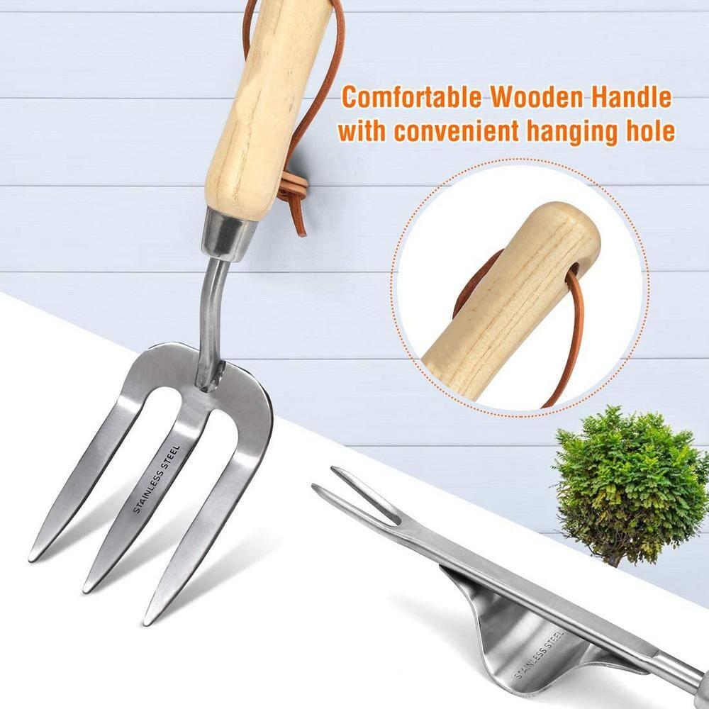 WORKPRO Garden Tools Set, 7 Piece Stainless Steel Heavy Duty Gardening Tools with Wooden Handle