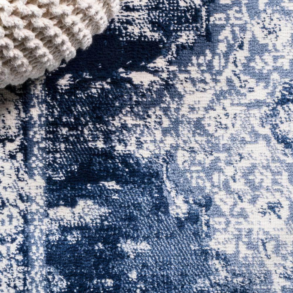 3'x5' Alhambra Ornate Medallion Modern Area Rug, Navy/Ivory - JONATHAN Y