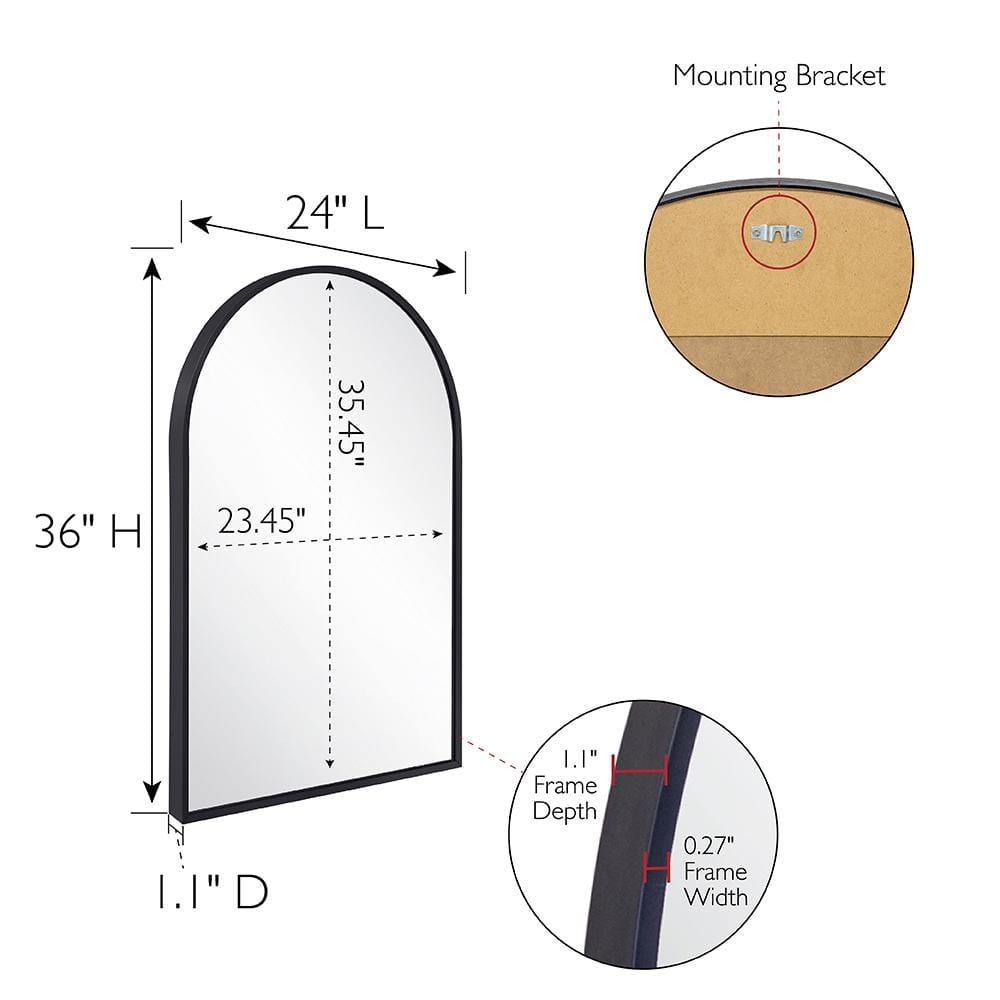 Design House Maeve Arched Wall Mirror with Black Frame, 36-Inch by 24-Inch, 2-Pack