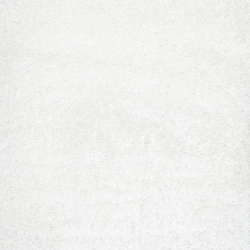 Nuloom Marleen Solid 8 Square Shag Indoor Area Rug for Living Room Bedroom Dining Room Nursery, Off White