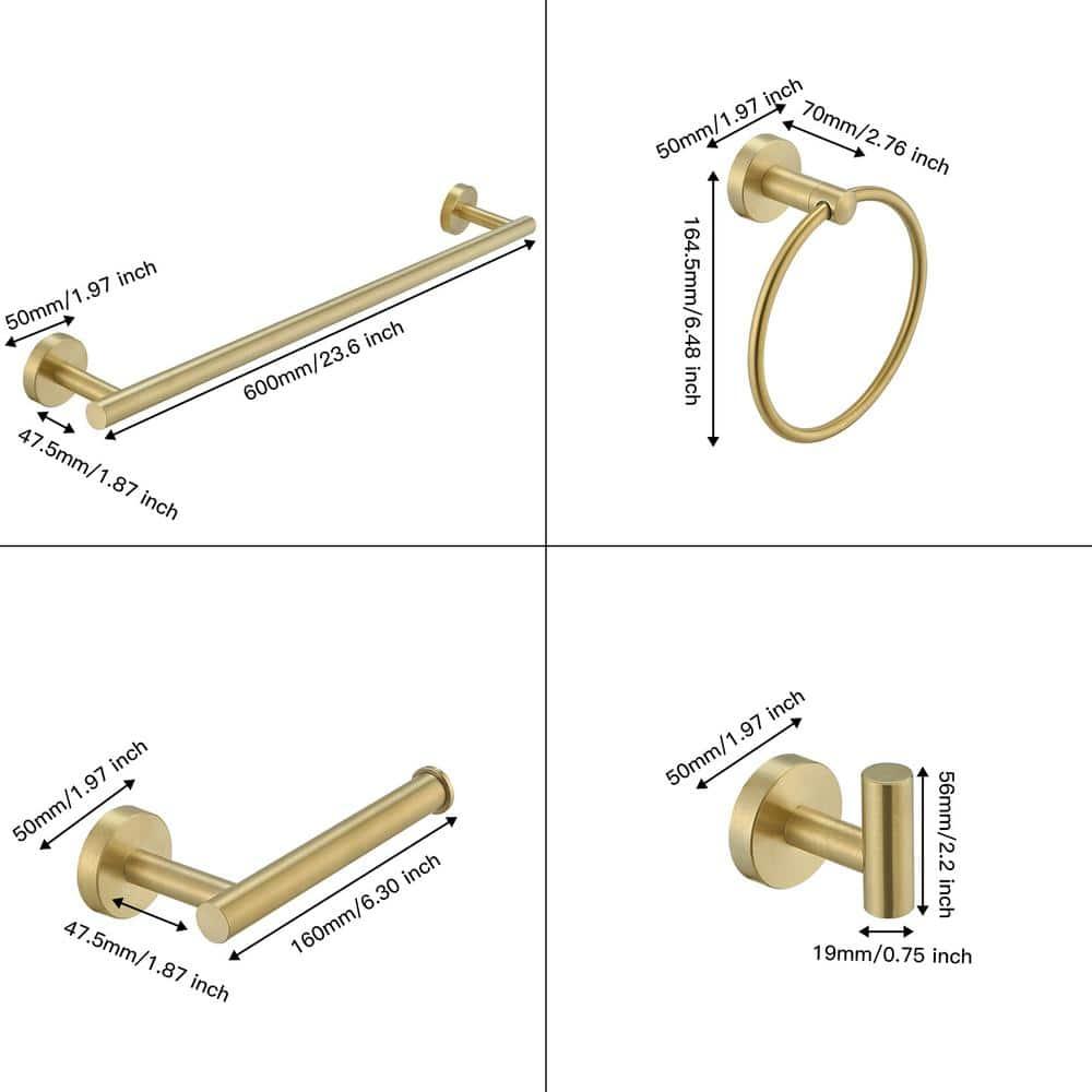 VIBRANTBATH A-91020-BG 5 - Piece Bathroom Hardware Set