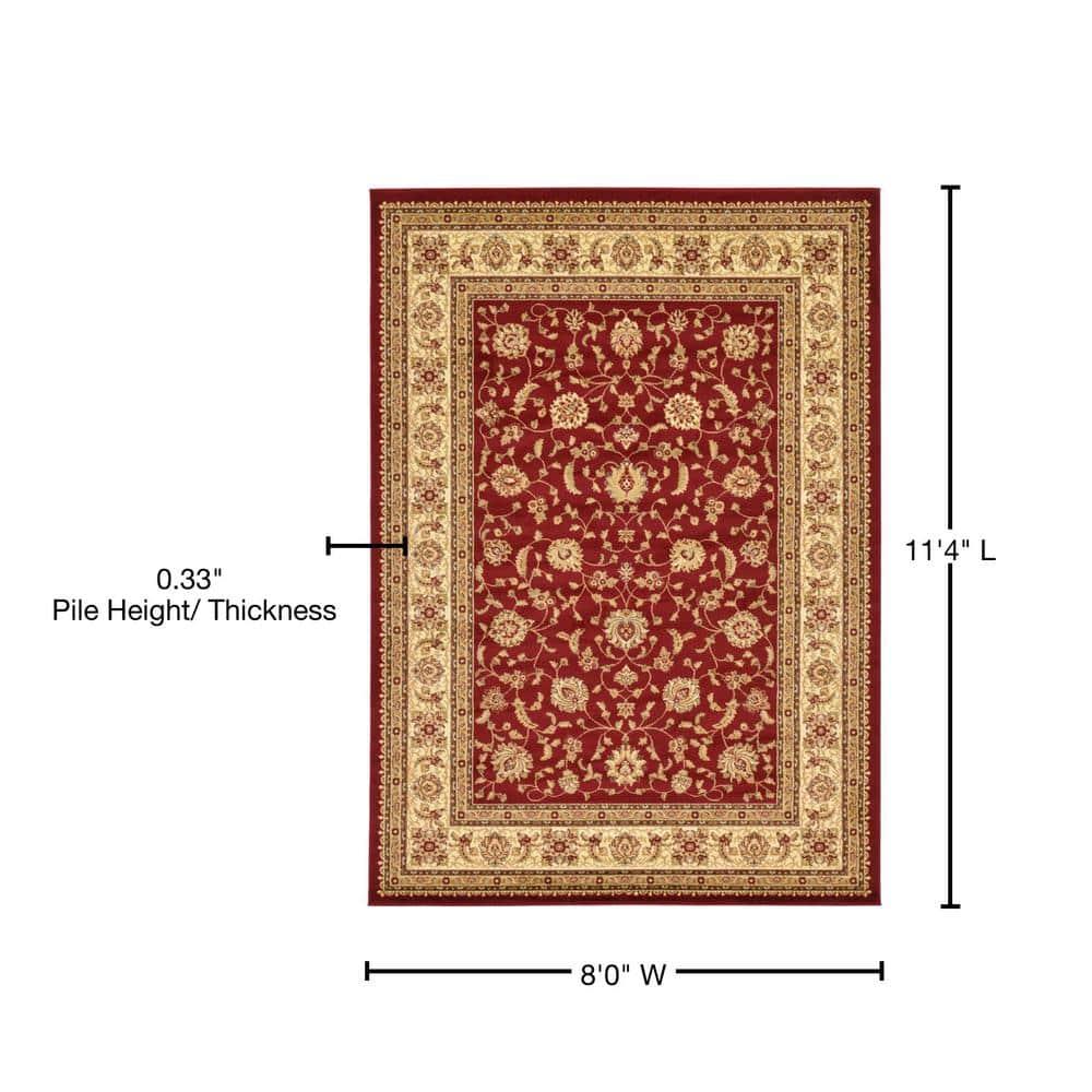 Unique Loom Voyage Collection Traditional Oriental Classic Intricate Design Area Rug (8' 0 x 11' 4 Rectangular, Red/Gold)