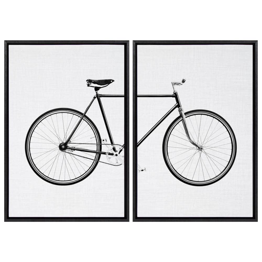 2pc 23" x 33" Sylvie Bicycle by Simon Te of Tai Prints Farmed Wall Canvas Black - Kate & Laurel All Things Decor