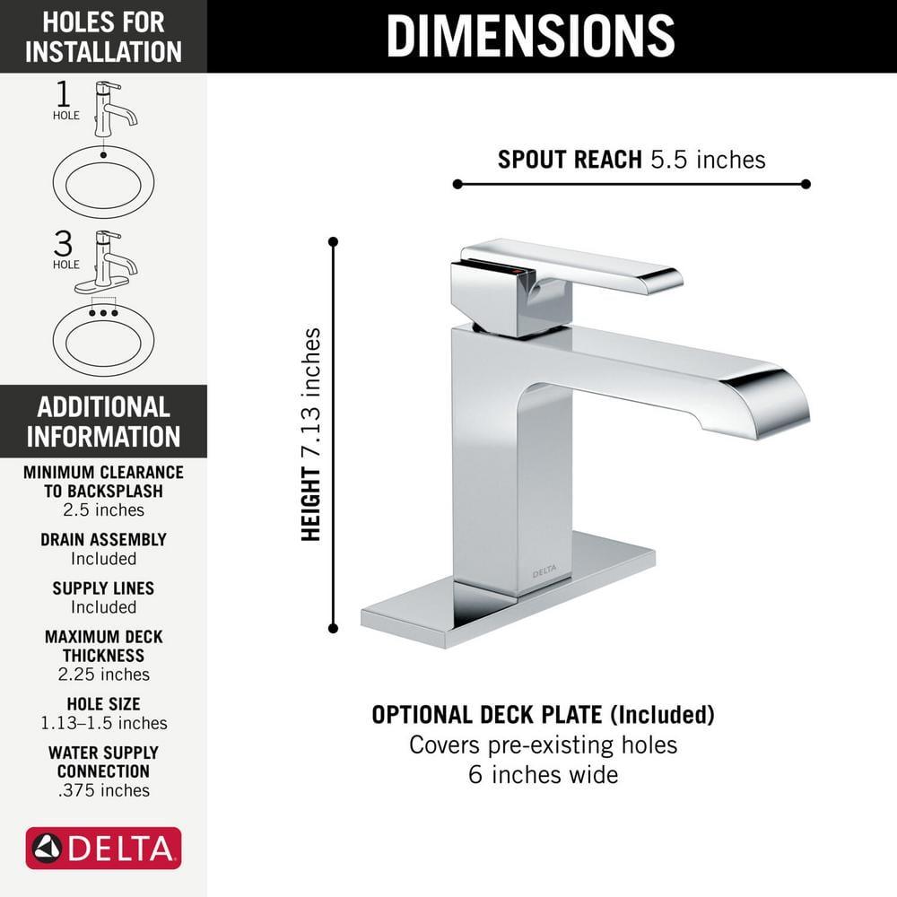 Ara Single Hole Bathroom Faucet with Drain Assembly