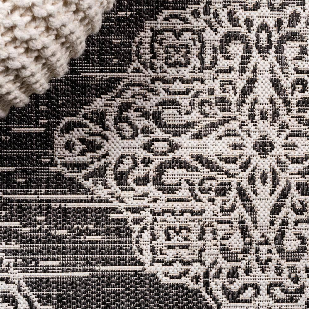 2'x8' Tuscany Ornate Medallions Indoor/Outdoor Runner Rug, Black/Ivory - JONATHAN Y