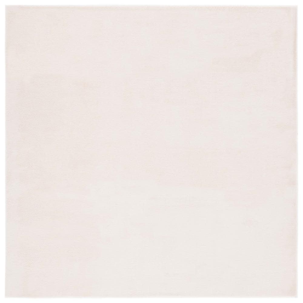 SAFAVIEH Faux Rabbit Fur Daven Solid Area Rug, Beige, 6' x 6' Square