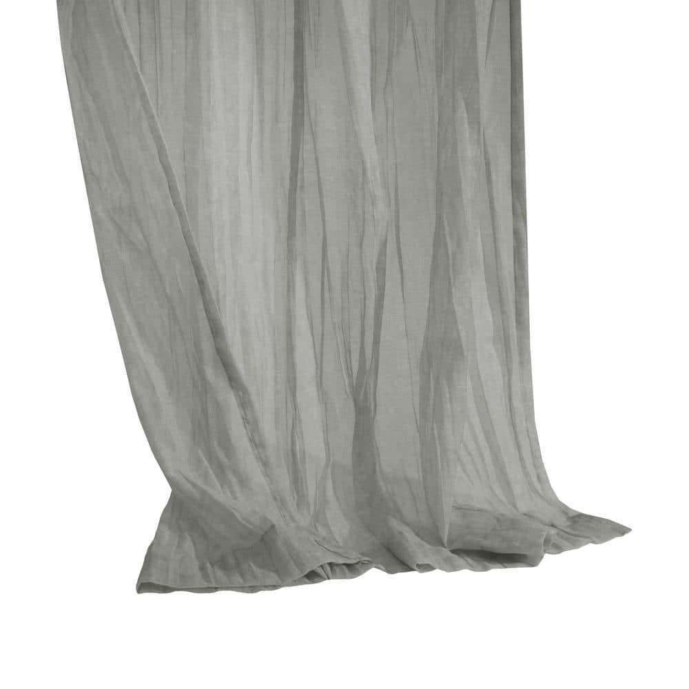 Habitat Paloma Sheer Dual Header Stylish and Functional Curtain Panel 52" x 108" Grey