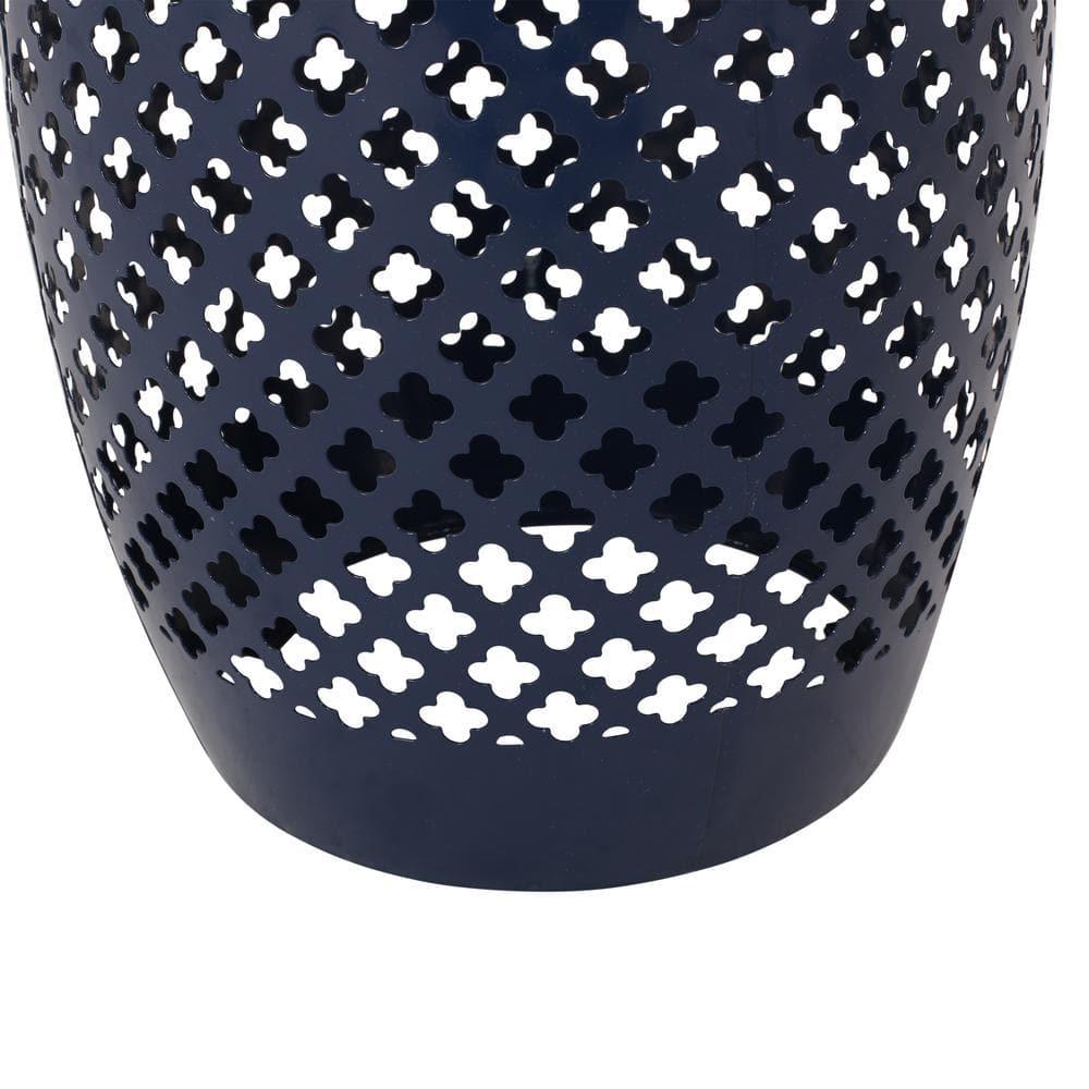 GDF Studio Kalyse Outdoor Lace Cut Side Table with Tile Top, Dark Blue and Multicolored