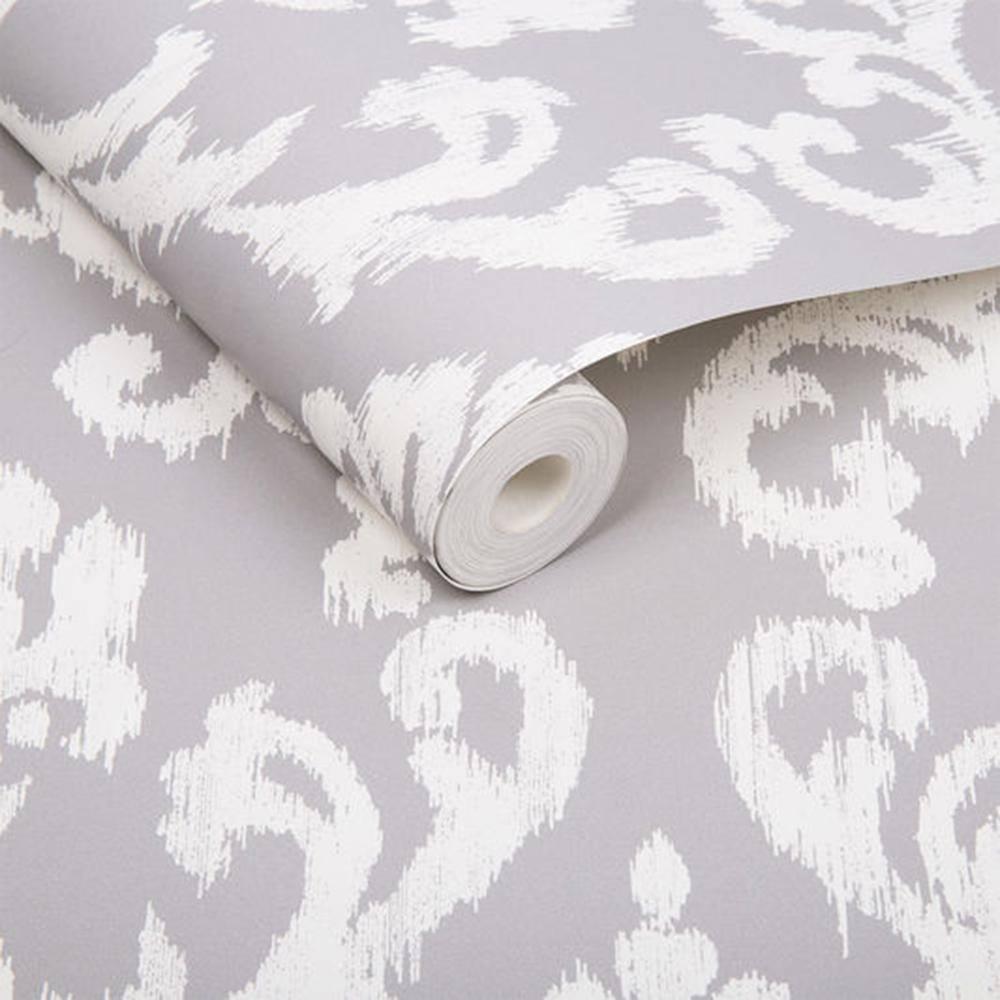 Ink Damask Grey Mist Paste the Wall Wallpaper