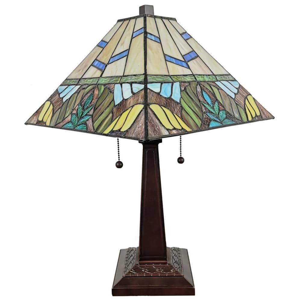 Amora Lighting Tiffany Style Multi Color Mission Table Lamp 22" Tall