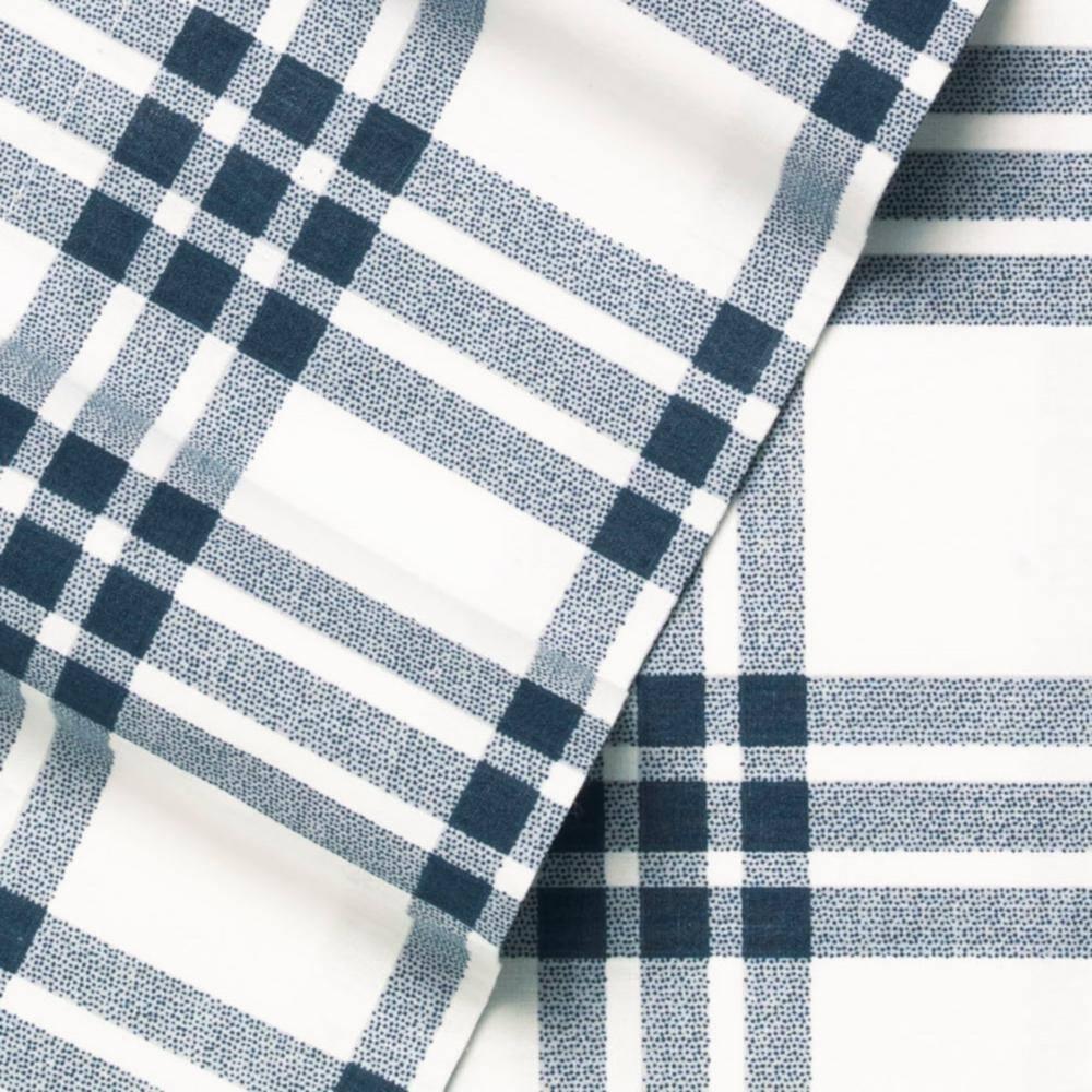 Twin XL Printed Pattern Sheet Set Navy Plaid - Eddie Bauer