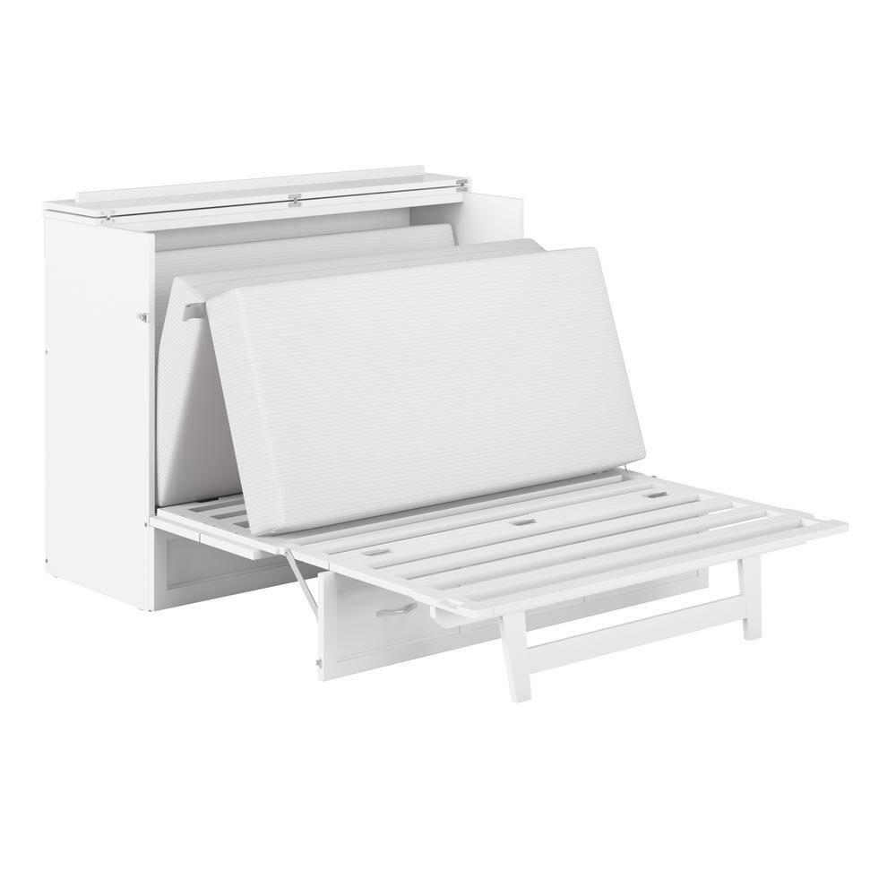 Full Deerfield Murphy Bed Chest USB Turbo Charger White - AFI