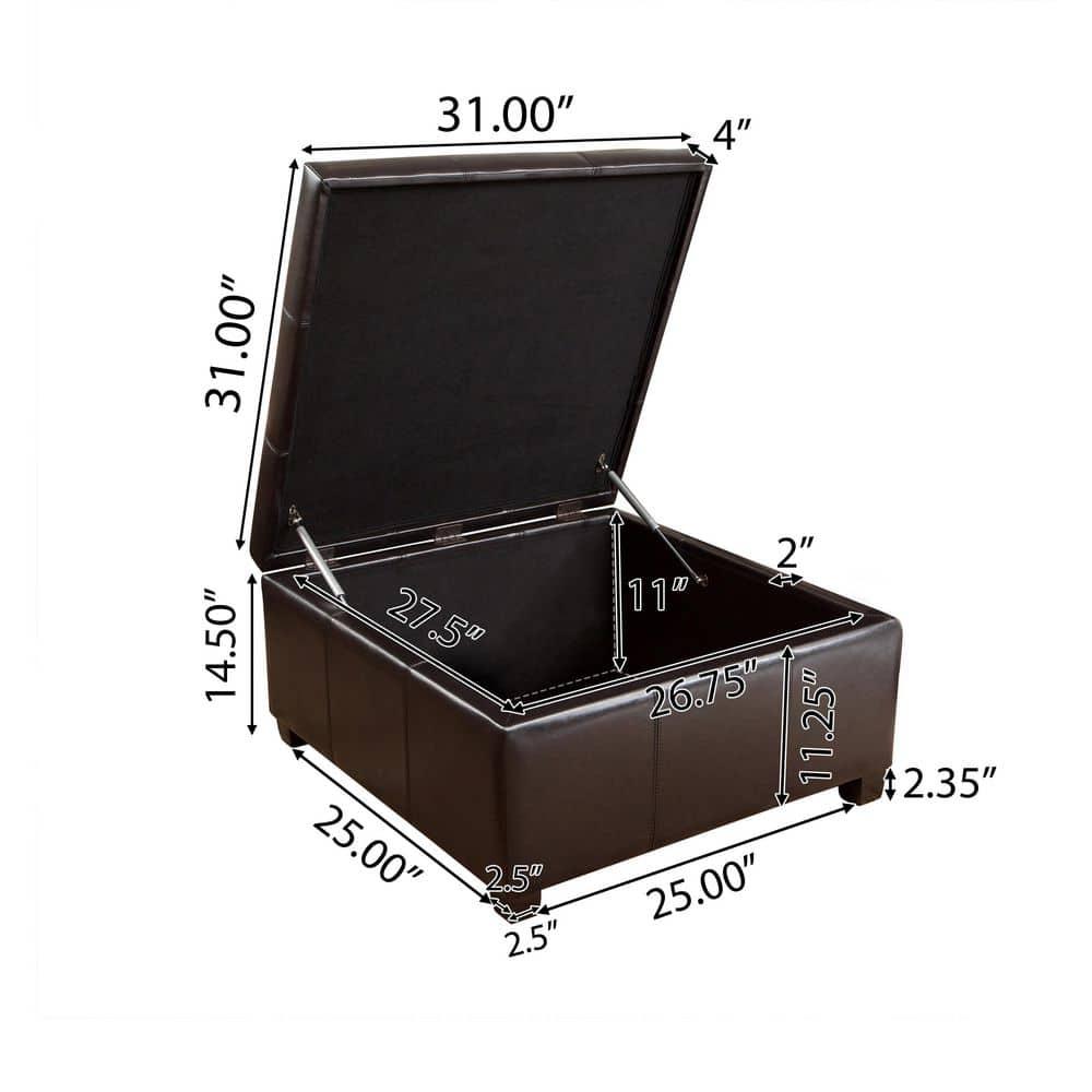Richmond Bonded Leather Storage Ottoman Espresso: Coffee Table & Seating - Christopher Knight Home