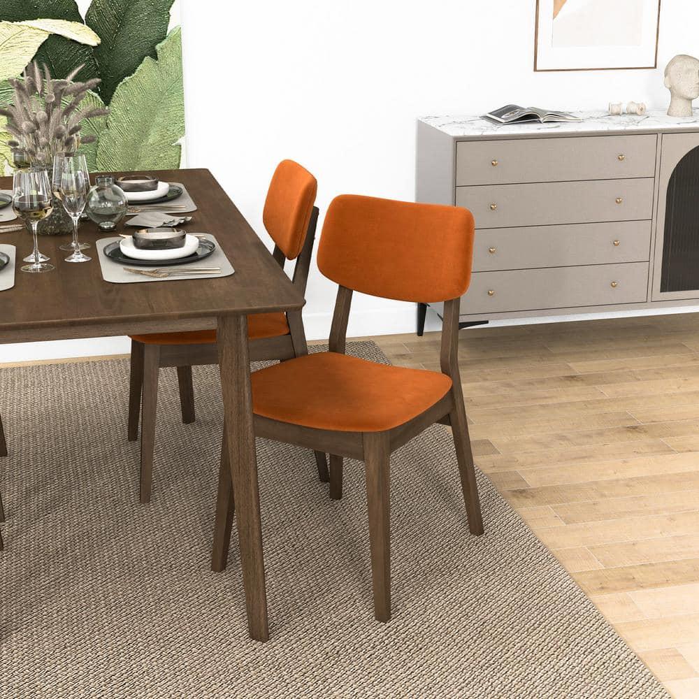 Aria Mid Century Velvet Dining Room&Kitchen Chair in Burnt Orange (Set of 2)