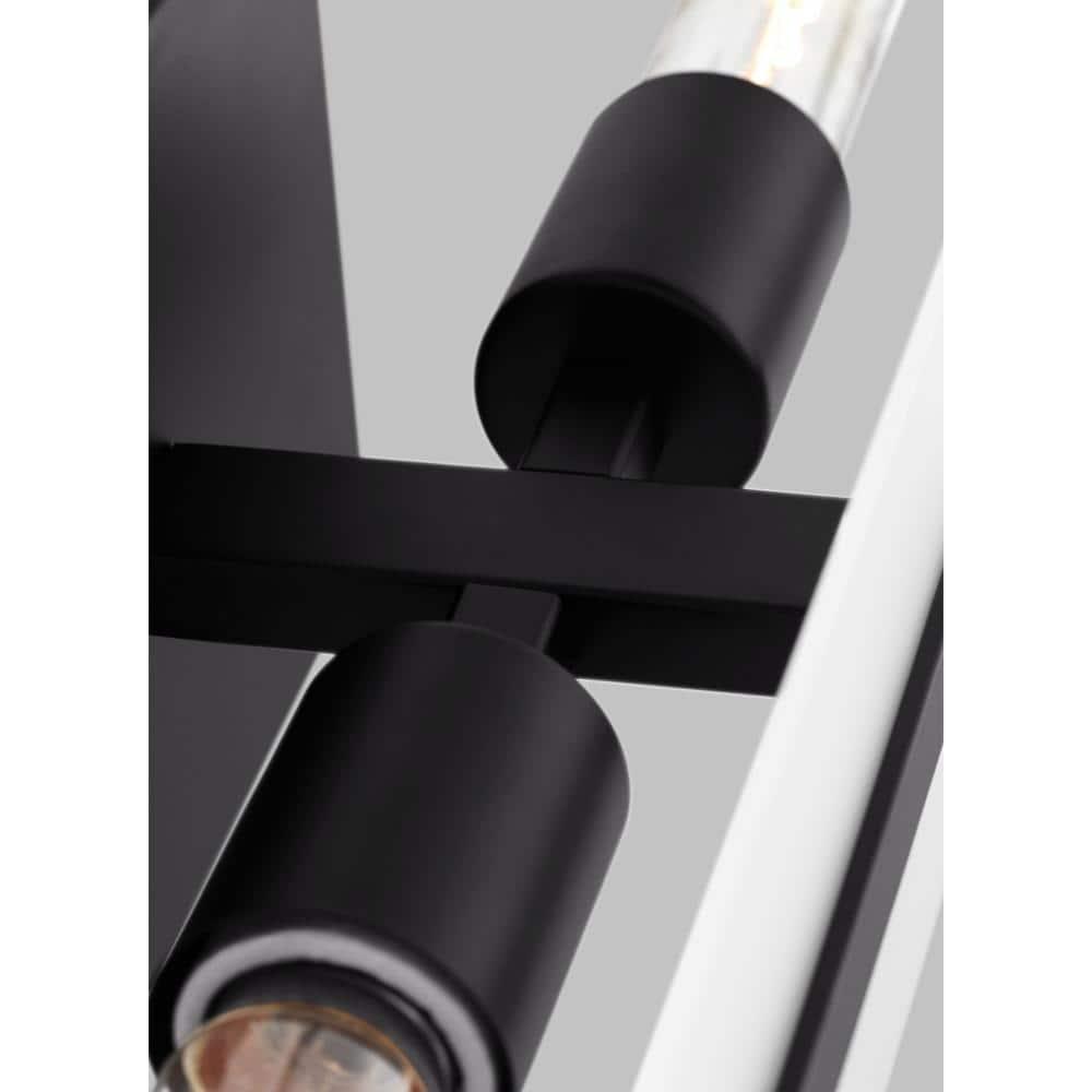 Midnight Black Steel 24" Bath Vanity Light with Satin Etched Glass Shades