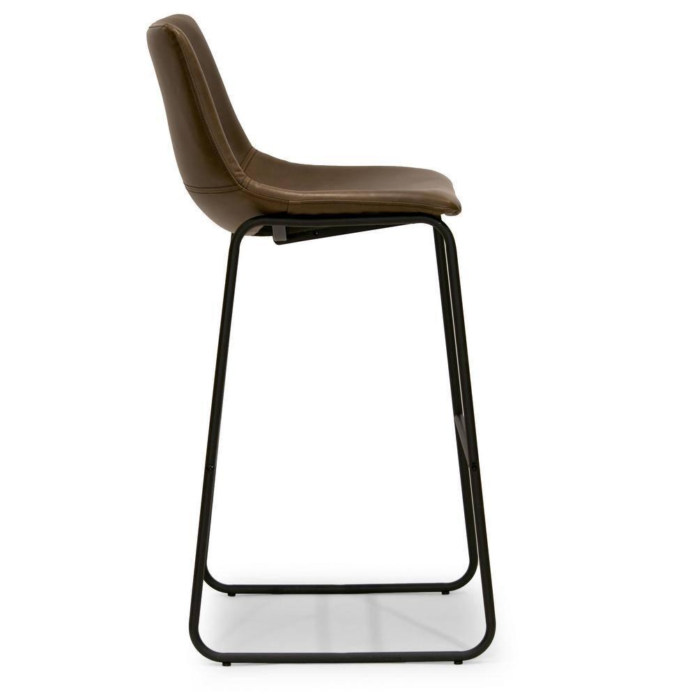 Glamour Home Adan 28.5" Modern Faux Leather Bar Stools in Dark Brown (Set of 2)