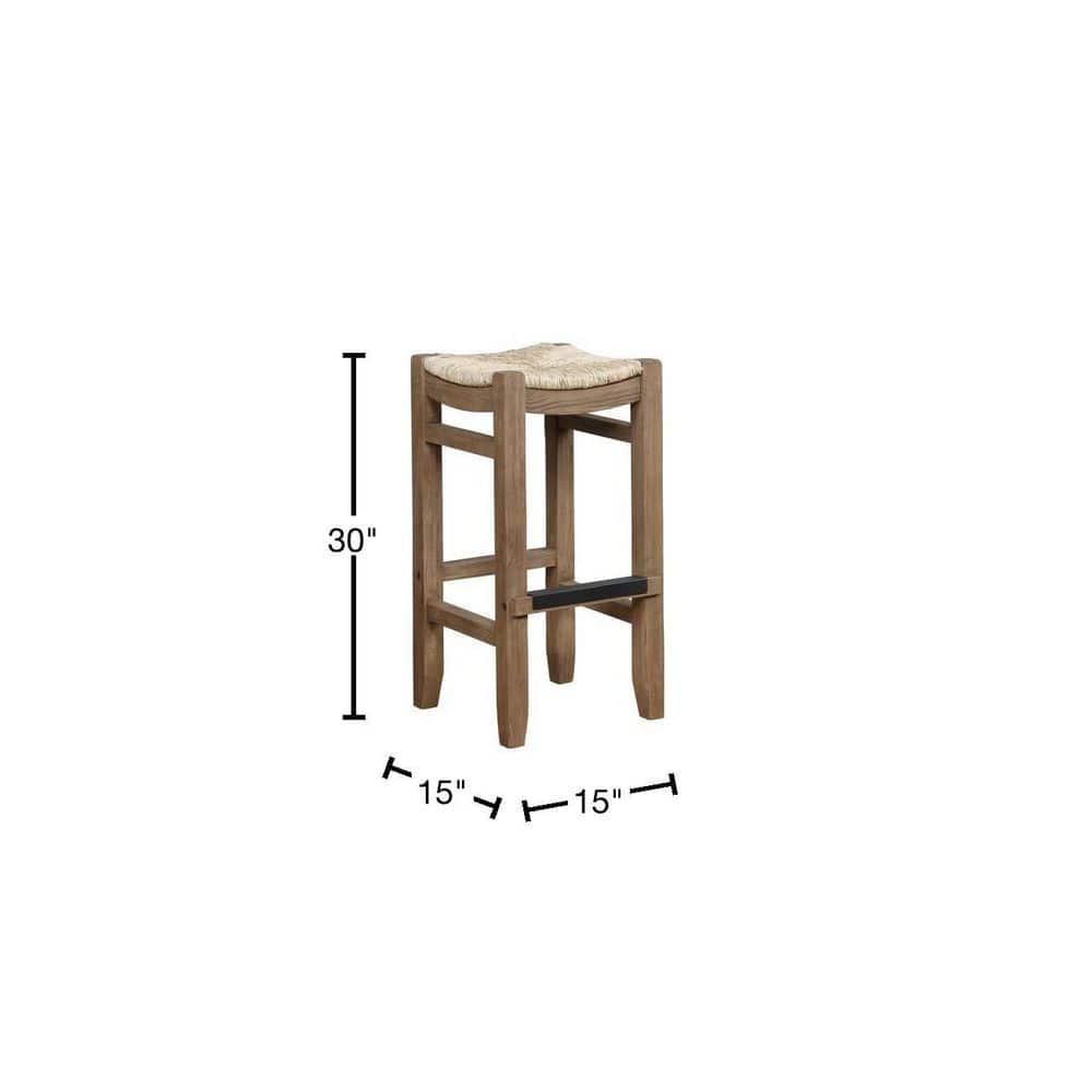 Alaterre Furniture Newport 30"H Wood Bar Stool with Rush Seat