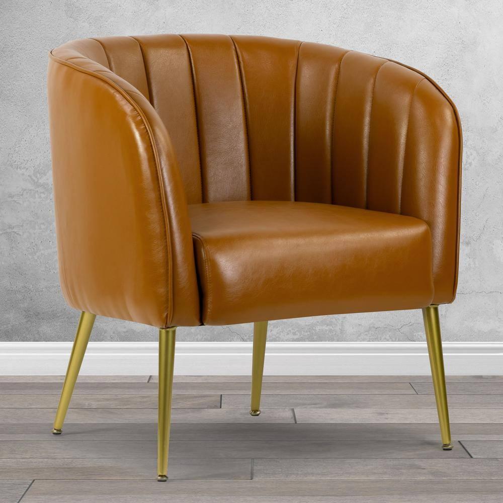 Gjylnaze Faux Leather Barrel Chair