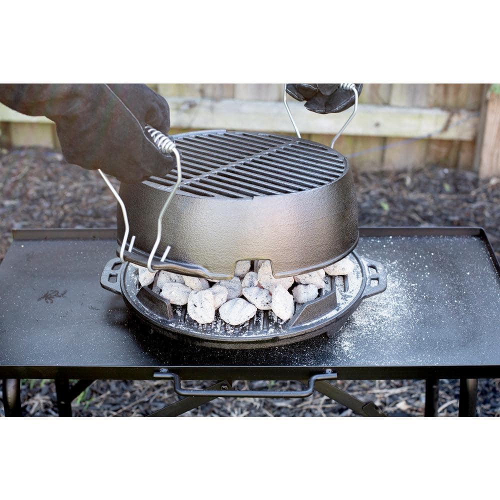 Lodge Cast Iron 12" Charcoal Camping Round Kickoff Grill
