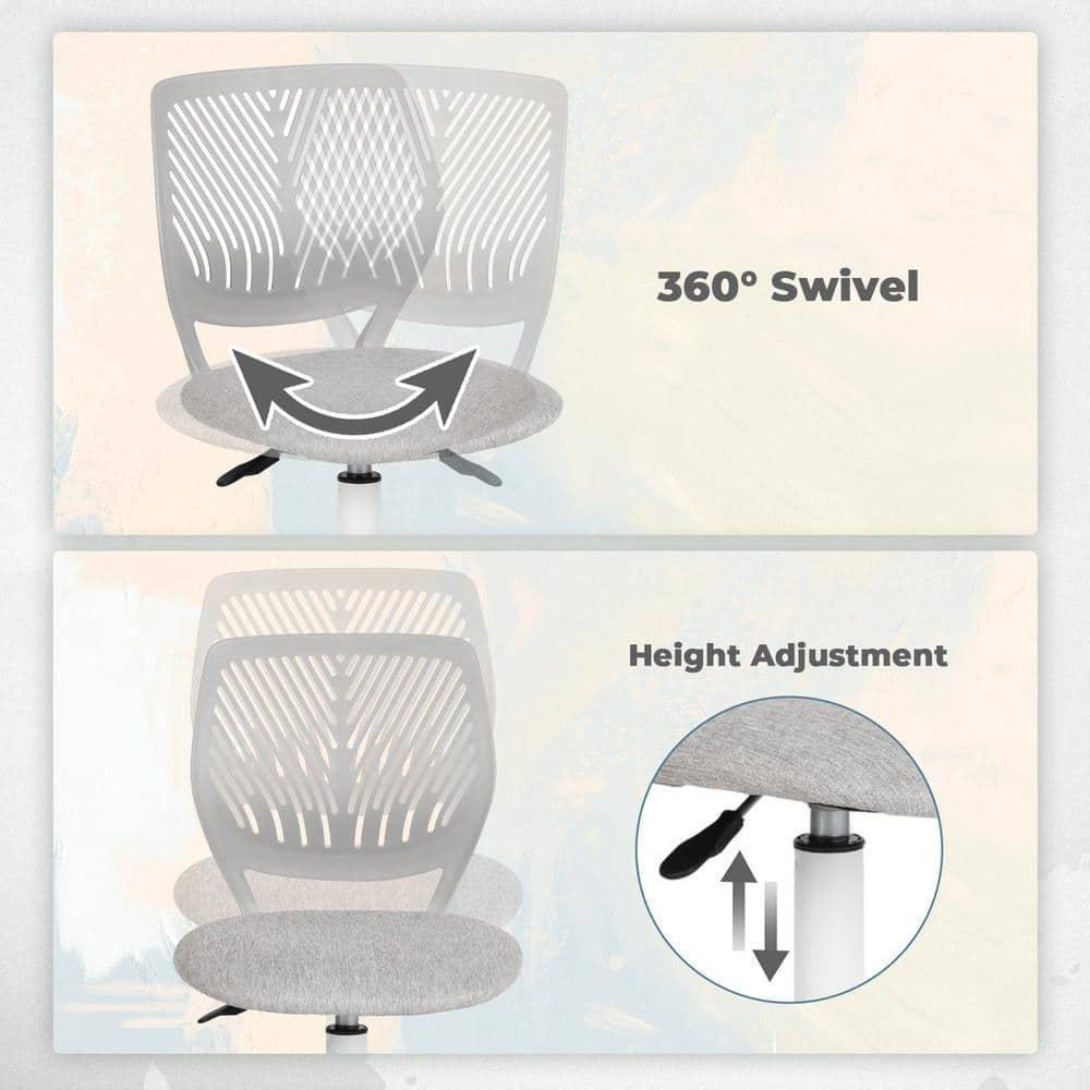 Homycasa Teen Fabric Task  Small Space Mesh Ergonomic Swive Chair-Grey