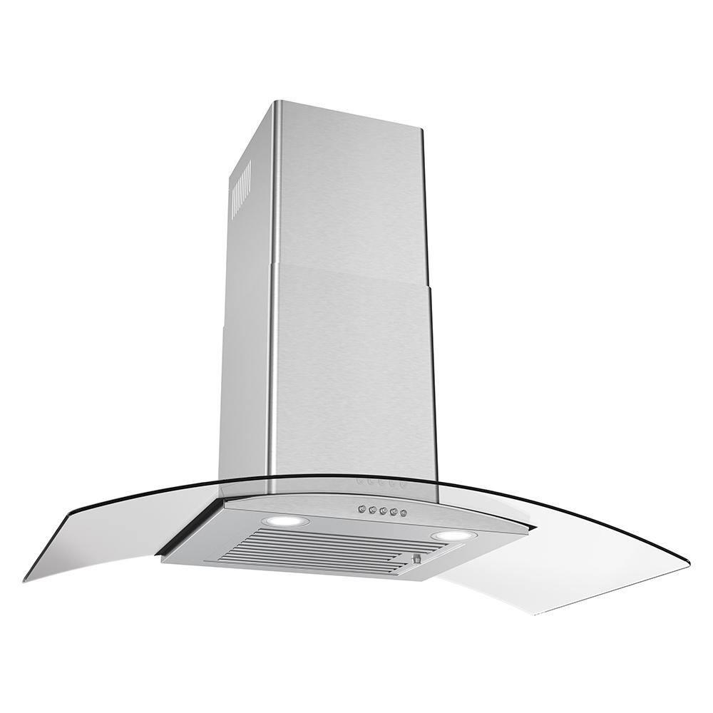 Streamline Largo 36" 220 Cubic Feet Per Minute Ductless Wall Mount Range Hood with Baffle Filter and Light Included
