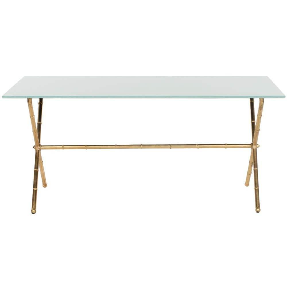 Brogen Coffee Table - Gold/White Glass - Safavieh